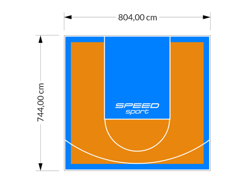 60M2/744X804CM POMARAŃCZOWO-BŁĘKITNE BOISKO DO KOSZYKÓWKI SPEEDSPORT HEXA POWER PRO