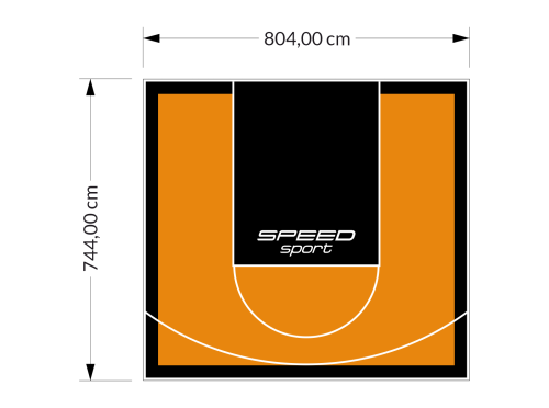 60M2/744X804CM POMARAŃCZOWO-CZARNE BOISKO DO KOSZYKÓWKI SPEEDSPORT HEXA POWER PRO