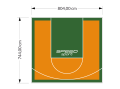 60M2/744X804CM POMARAŃCZOWO-ZIELONE BOISKO DO KOSZYKÓWKI SPEEDSPORT HEXA POWER PRO