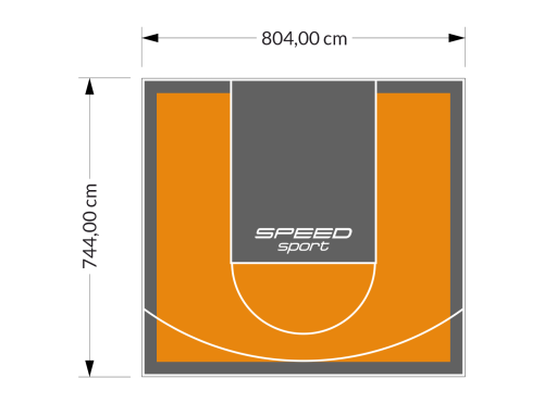 60M2/744X804CM POMARAŃCZOWO-GRAFITOWE BOISKO DO KOSZYKÓWKI SPEEDSPORT HEXA POWER PRO