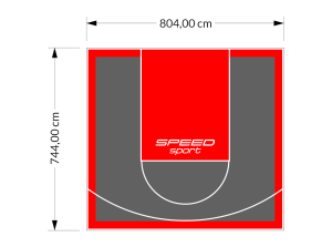 60M2/744X804CM GRAFITOWO-CZERWONE BOISKO DO KOSZYKÓWKI SPEEDSPORT HEXA POWER PRO