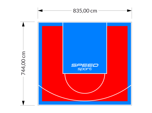 62M2/744X835CM CZERWONO-BŁĘKITNE BOISKO DO KOSZYKÓWKI SPEEDSPORT HEXA POWER PRO