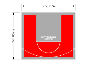 62M2/744X835CM CZERWONO-SZARE BOISKO DO KOSZYKÓWKI SPEEDSPORT HEXA POWER PRO
