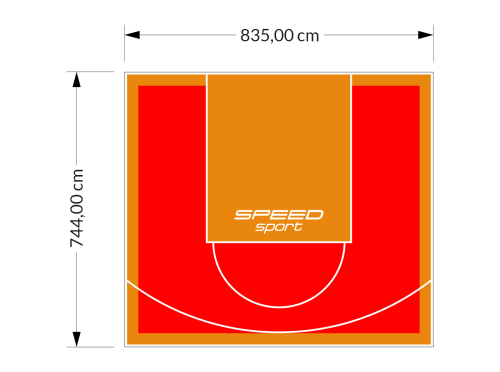 62M2/744X835CM CZERWONO-POMARAŃCZOWE BOISKO DO KOSZYKÓWKI SPEEDSPORT HEXA POWER PRO