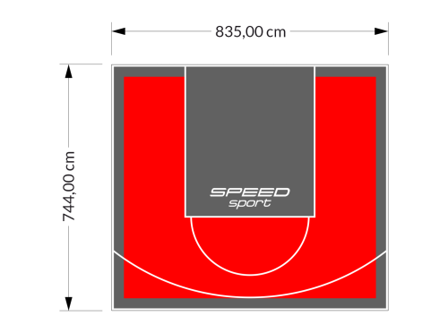 62M2/744X835CM CZERWONO-GRAFITOWE BOISKO DO KOSZYKÓWKI SPEEDSPORT HEXA POWER PRO