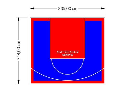 62M2/744X835CM NIEBIESKO-CZERWONE BOISKO DO KOSZYKÓWKI SPEEDSPORT HEXA POWER PRO
