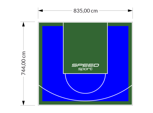 62M2/744X835CM NIEBIESKO-ZIELONE BOISKO DO KOSZYKÓWKI SPEEDSPORT HEXA POWER PRO