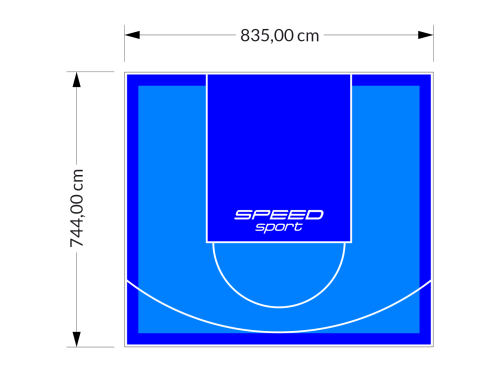62M2/744X835CM BŁĘKITNO-NIEBIESKIE BOISKO DO KOSZYKÓWKI SPEEDSPORT HEXA POWER PRO