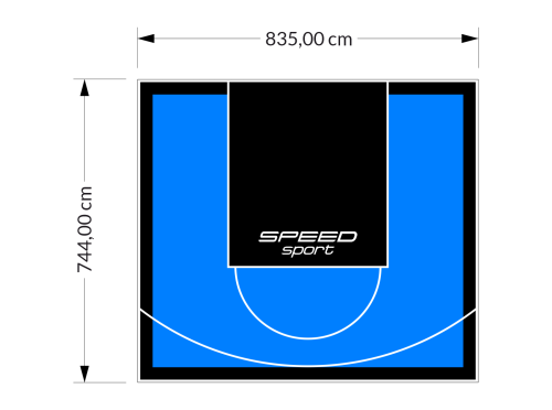 62M2/744X835CM BŁĘKITNO-CZARNE BOISKO DO KOSZYKÓWKI SPEEDSPORT HEXA POWER PRO