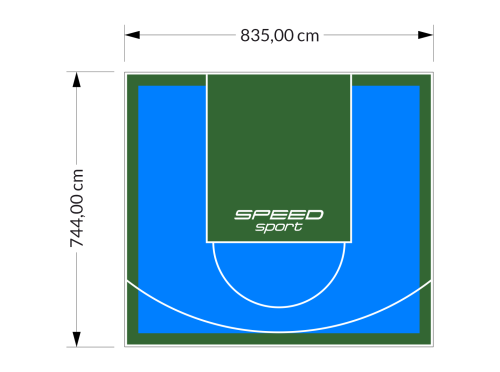 62M2/744X835CM BŁĘKITNO-ZIELONE BOISKO DO KOSZYKÓWKI SPEEDSPORT HEXA POWER PRO