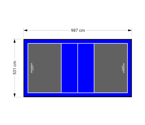 52M2/987X531CM GRAFITOWO-NIEBIESKIE BOISKO DO SIATKÓWKI SPEEDSPORT HEXA POWER PRO