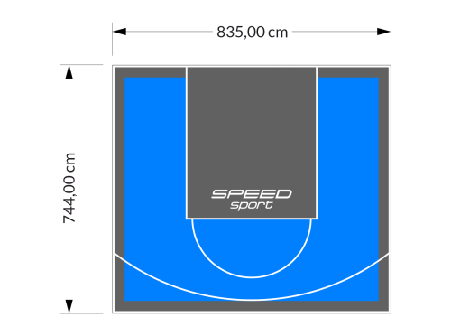 62M2/744X835CM BŁĘKITNO-GRAFITOWE BOISKO DO KOSZYKÓWKI SPEEDSPORT HEXA POWER PRO