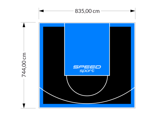 62M2/744X835CM CZARNO-BŁĘKITNE BOISKO DO KOSZYKÓWKI SPEEDSPORT HEXA POWER PRO