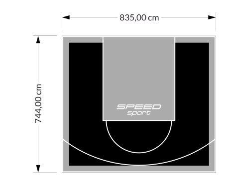 62M2/744X835CM CZARNO-SZARE BOISKO DO KOSZYKÓWKI SPEEDSPORT HEXA POWER PRO