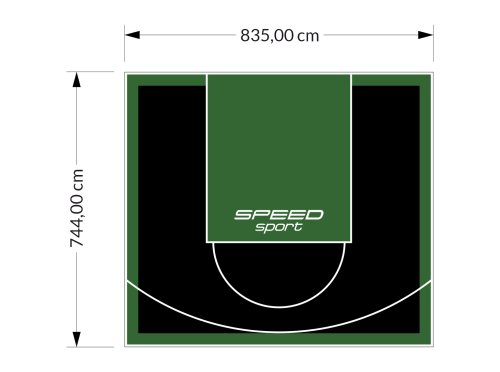 62M2/744X835CM CZARNO-ZIELONE BOISKO DO KOSZYKÓWKI SPEEDSPORT HEXA POWER PRO