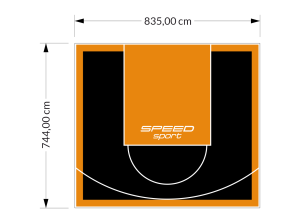 62M2/744X835CM CZARNO-POMARAŃCZOWE BOISKO DO KOSZYKÓWKI SPEEDSPORT HEXA POWER PRO