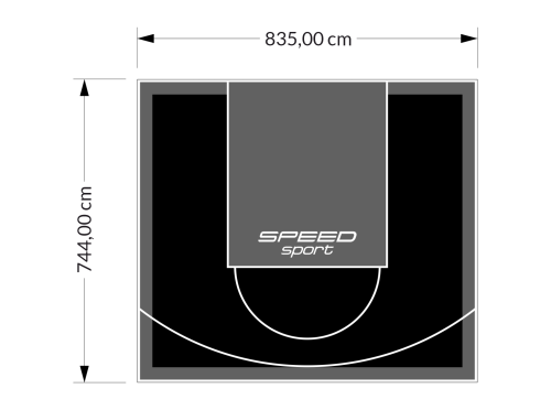 62M2/744X835CM CZARNO-GRAFITOWE BOISKO DO KOSZYKÓWKI SPEEDSPORT HEXA POWER PRO