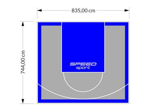 62M2/744X835CM SZARO-NIEBIESKIE BOISKO DO KOSZYKÓWKI SPEEDSPORT HEXA POWER PRO