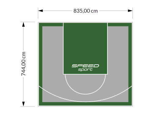 62M2/744X835CM SZARO-ZIELONE BOISKO DO KOSZYKÓWKI SPEEDSPORT HEXA POWER PRO