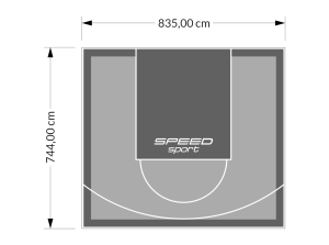 62M2/744X835CM SZARO-GRAFITOWE BOISKO DO KOSZYKÓWKI SPEEDSPORT HEXA POWER PRO