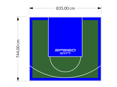 62M2/744X835CM ZIELONO-NIEBIESKIE BOISKO DO KOSZYKÓWKI SPEEDSPORT HEXA POWER PRO