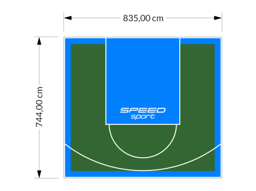 62M2/744X835CM ZIELONO-BŁĘKITNE BOISKO DO KOSZYKÓWKI SPEEDSPORT HEXA POWER PRO
