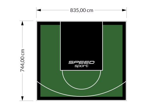62M2/744X835CM ZIELONO-CZARNE BOISKO DO KOSZYKÓWKI SPEEDSPORT HEXA POWER PRO