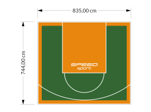 62M2/744X835CM ZIELONO-POMARAŃCZOWE BOISKO DO KOSZYKÓWKI SPEEDSPORT HEXA POWER PRO