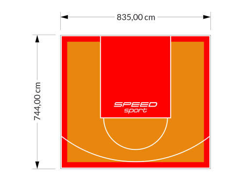 62M2/744X835CM POMARAŃCZOWO-CZERWONE BOISKO DO KOSZYKÓWKI SPEEDSPORT HEXA POWER PRO