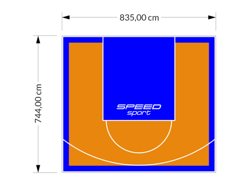 62M2/744X835CM POMARAŃCZOWO-NIEBIESKIE BOISKO DO KOSZYKÓWKI SPEEDSPORT HEXA POWER PRO