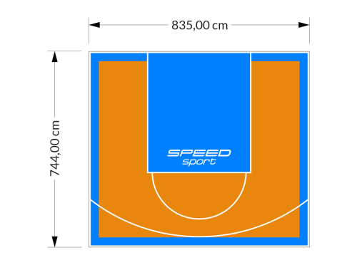 62M2/744X835CM POMARAŃCZOWO-BŁĘKITNE BOISKO DO KOSZYKÓWKI SPEEDSPORT HEXA POWER PRO