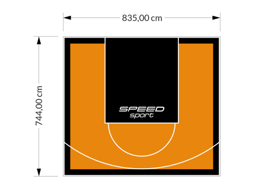 62M2/744X835CM POMARAŃCZOWO-CZARNE BOISKO DO KOSZYKÓWKI SPEEDSPORT HEXA POWER PRO