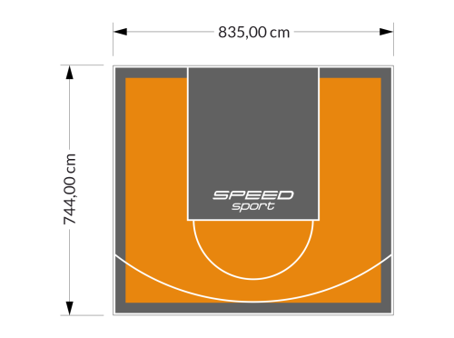 62M2/744X835CM POMARAŃCZOWO-GRAFITOWE BOISKO DO KOSZYKÓWKI SPEEDSPORT HEXA POWER PRO