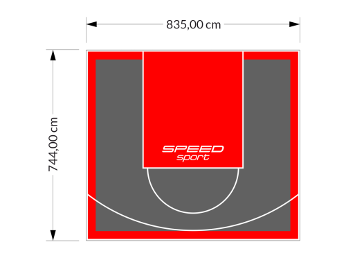 62M2/744X835CM GRAFITOWO-CZERWONE BOISKO DO KOSZYKÓWKI SPEEDSPORT HEXA POWER PRO