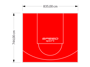62M2/744X835CM CZERWONE BOISKO DO KOSZYKÓWKI SPEEDSPORT HEXA POWER PRO