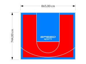 64M2/744X865CM CZERWONO-BŁĘKITNE BOISKO DO KOSZYKÓWKI SPEEDSPORT HEXA POWER PRO