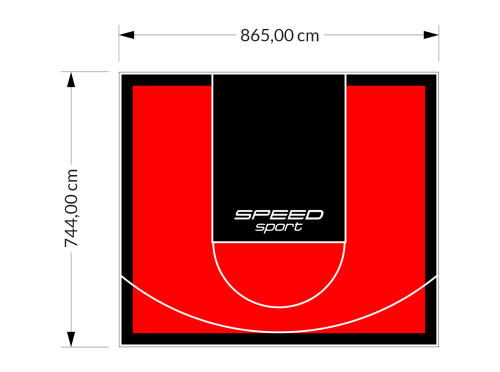 64M2/744X865CM CZERWONO-CZARNE BOISKO DO KOSZYKÓWKI SPEEDSPORT HEXA POWER PRO