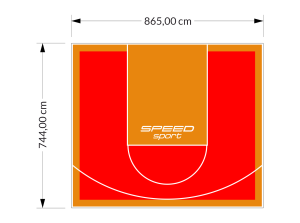 64M2/744X865CM CZERWONO-POMARAŃCZOWE BOISKO DO KOSZYKÓWKI SPEEDSPORT HEXA POWER PRO