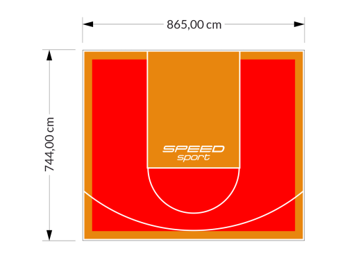 64M2/744X865CM CZERWONO-POMARAŃCZOWE BOISKO DO KOSZYKÓWKI SPEEDSPORT HEXA POWER PRO