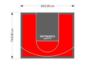 64M2/744X865CM CZERWONO-GRAFITOWE BOISKO DO KOSZYKÓWKI SPEEDSPORT HEXA POWER PRO