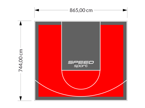 64M2/744X865CM CZERWONO-GRAFITOWE BOISKO DO KOSZYKÓWKI SPEEDSPORT HEXA POWER PRO