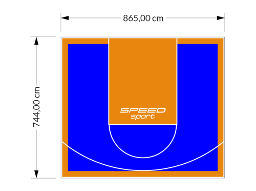 64M2/744X865CM NIEBIESKO-POMARAŃCZOWE BOISKO DO KOSZYKÓWKI SPEEDSPORT HEXA POWER PRO