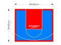 64M2/744X865CM BŁĘKITNO-CZERWONE BOISKO DO KOSZYKÓWKI SPEEDSPORT HEXA POWER PRO