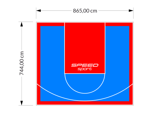 64M2/744X865CM BŁĘKITNO-CZERWONE BOISKO DO KOSZYKÓWKI SPEEDSPORT HEXA POWER PRO