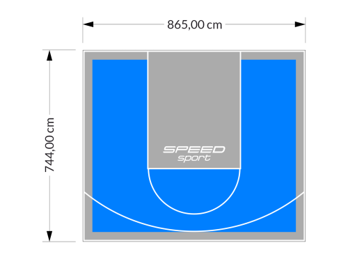 64M2/744X865CM BŁĘKITNO-SZARE BOISKO DO KOSZYKÓWKI SPEEDSPORT HEXA POWER PRO