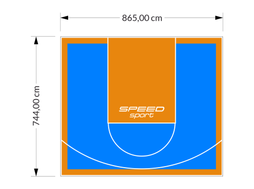 64M2/744X865CM BŁĘKITNO-POMARAŃCZOWE BOISKO DO KOSZYKÓWKI SPEEDSPORT HEXA POWER PRO