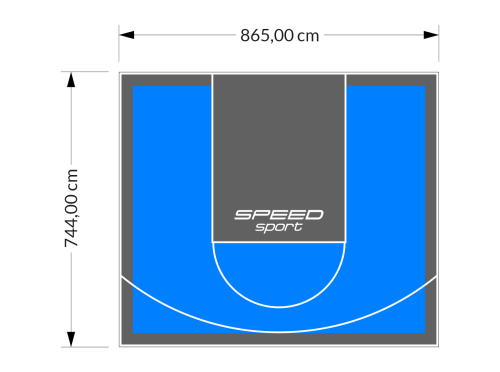 64M2/744X865CM BŁĘKITNO-GRAFITOWE BOISKO DO KOSZYKÓWKI SPEEDSPORT HEXA POWER PRO