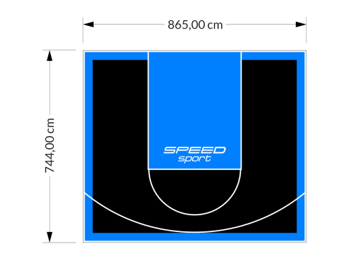 64M2/744X865CM CZARNO-BŁĘKITNE BOISKO DO KOSZYKÓWKI SPEEDSPORT HEXA POWER PRO
