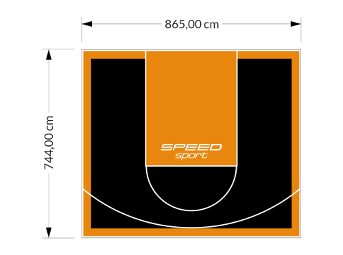 64M2/744X865CM CZARNO-POMARAŃCZOWE BOISKO DO KOSZYKÓWKI SPEEDSPORT HEXA POWER PRO