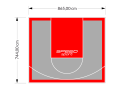64M2/744X865CM SZARO-CZERWONE BOISKO DO KOSZYKÓWKI SPEEDSPORT HEXA POWER PRO